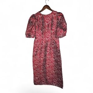 Split Side Brocade Ao Dai Dress by Thanh App in Maroon and White Brocade Size M